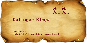 Kolinger Kinga névjegykártya